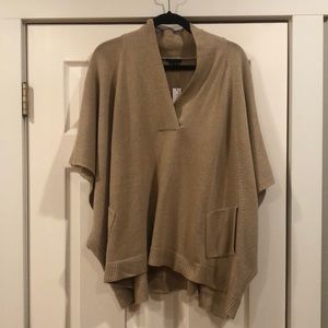 Theory- NWT-size M/L poncho sweater- camel- 100% cashmere